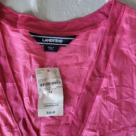 NEW Lands' End Vibrant Pink V-Neck Tank Top - Picture 3 of 4